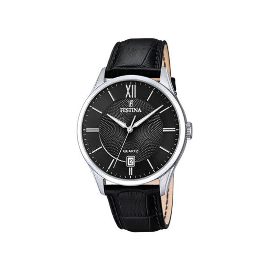 Festina F20426/3 muški sat Classics Silver Stainless Steel kožni kaiš Black Dial 43mm