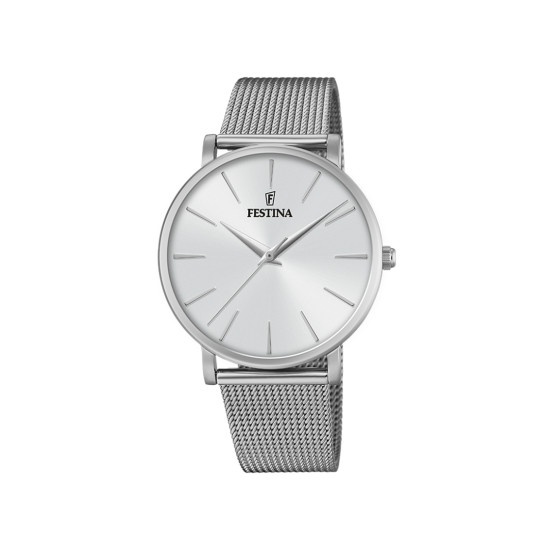 Festina F20475/1 ženski sat Boyfriend Minimalist Mesh Band Silver Stainless Steel White Dial 38mm