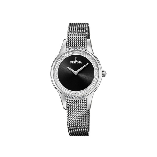Festina F20494/3 ženski sat Mademoiselle Elegant Mesh Band Silver Stainless Steel Black Dial 30mm