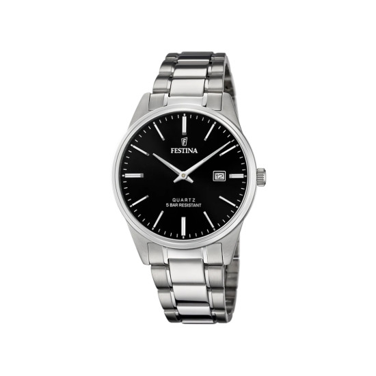 Festina F20511/4 muški sat Classics Silver Ton Stainless Steel Black Dial 39mm