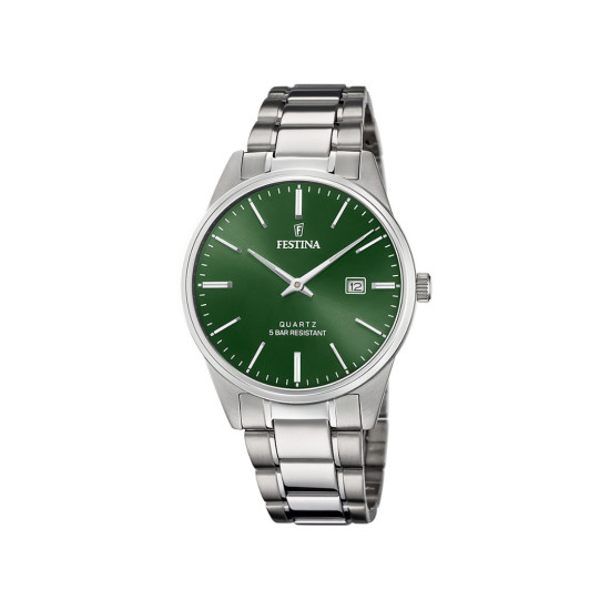 Festina F20511/5 muški sat Classics Silver Ton Stainless Steel Green Dial 39mm