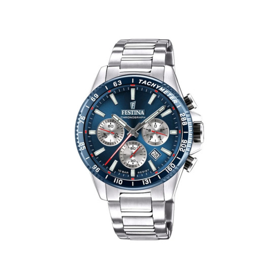 Festina F20560/2 muški sat TIMELESS URBAN CHRONOGRAPH Silver Stainless Steel Blue Fig Dial 45mm 10ATM Bestseller