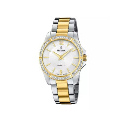 Festina F20594/1 ženski sat BOYFRIEND Classic Style Zirconia Two Tone Silver Gold Stainless Steel White Dial 34mm