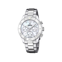Festina F20603/1 ženski sat BOYFRIEND Chronograph Silver Stainless Steel Mother-Of-Pearl Dial 39mm 10ATM