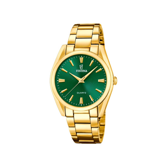 Festina F20640/B ženski sat BOYFRIEND Gold Stainless Steel Sunray Emerald Green Dial 37mm