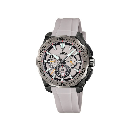 Festina F20726/1 muški sat Chrono Bike Chronograph Gray Silicone Gray Brown Dial 45mm 20ATM Bestseller u boji peska