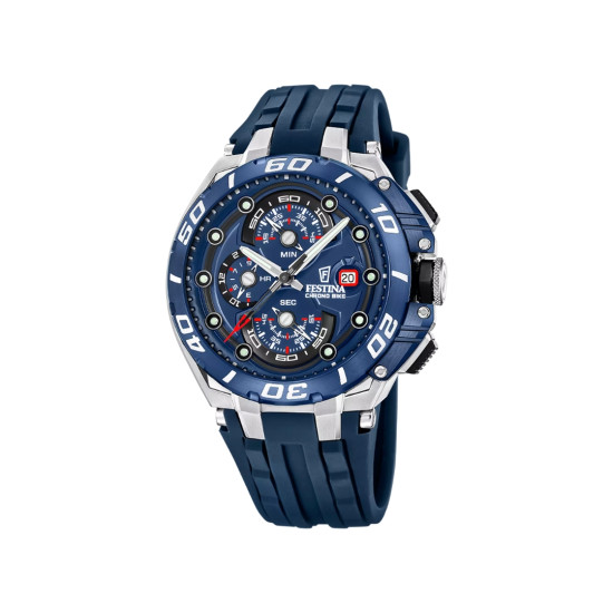 Festina F20755/4 muški sat Chrono Bike Chronograph Blue Silicone Blue Dial 46mm Red Detail 20ATM