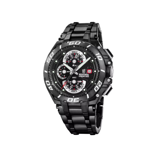 Festina F20756/1 muški sat Chrono Bike Special Editions Sport Chronograph XL Date Display All Black Stainless Steel 46mm 20ATM SET