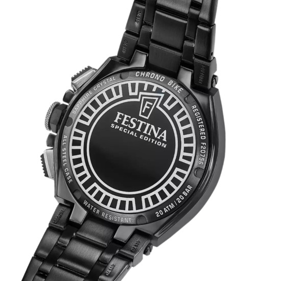 Festina F20756/1 muški sat Chrono Bike Special Editions Sport Chronograph XL Date Display All Black Stainless Steel 46mm 20ATM SET