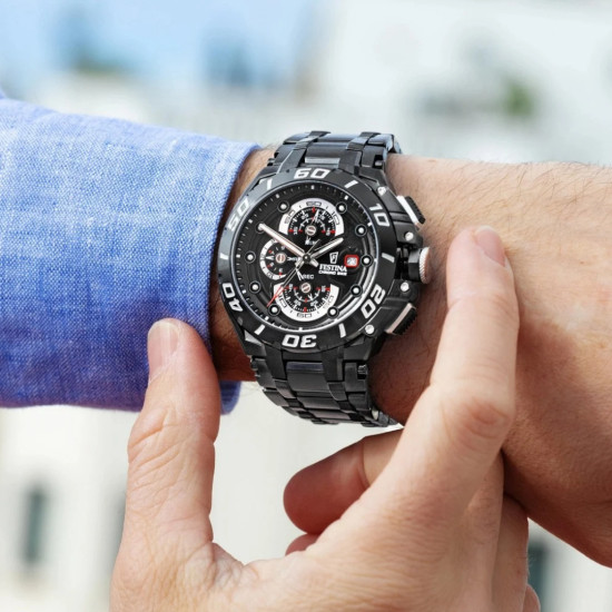 Festina F20756/1 muški sat Chrono Bike Special Editions Sport Chronograph XL Date Display All Black Stainless Steel 46mm 20ATM SET