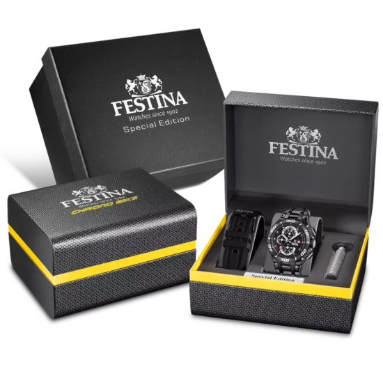 Festina F20756/1 muški sat Chrono Bike Special Editions Sport Chronograph XL Date Display All Black Stainless Steel 46mm 20ATM SET