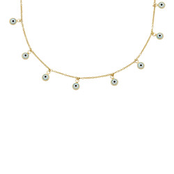 Fossil JA7283710 ogrlica Sutton Evil Eye Gold Tone Stainless Steel Turquoise Detail