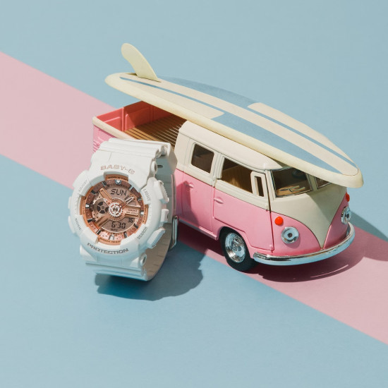 BABY-G BA-110X-7A1 ženski sat G-Shock Mini Pover Edition White & Rose Gold Dial 10ATM