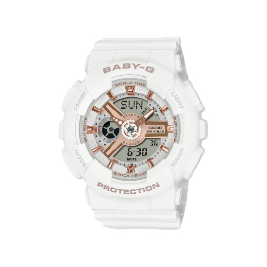 BABY-G BA-110XRG-7A ženski sat G-Shock Mini Pover Edition White Matte Finish Rose Gold detail 10ATM