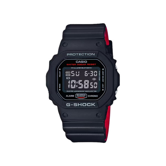 G-SHOCK DW-5600HR-1 unisex Bestseller Digital Square Case Black Matte Finish & Red detail 20ATM