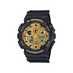 G-SHOCK GA-100GGB-1A9 muški sat Bestseller Icon Analog-Digital All Black Matte Finish Gold Dial 20ATM
