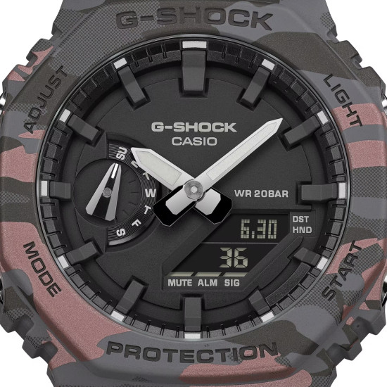 G-SHOCK GA-2100CM-8A unisex Octagon Case All Black Matte Finish Camouflage 20ATM