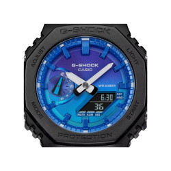 G-SHOCK GA-2100FL-1A unisex Octagon Case All Black Matte Finish Blue Flames Dial 20ATM