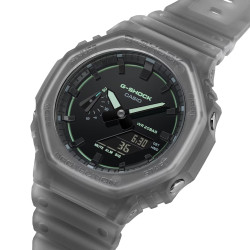 G-SHOCK GA-2100K-1A unisex Octagon Case Futuristic Nightlife All Gray Matte Finish Transparent Avokado Green detail 20ATM