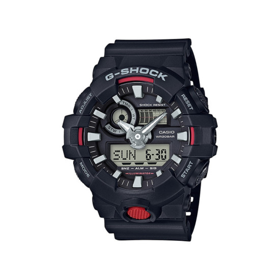 G-SHOCK GA-700-1A muški sat Power Tough XL Bestseller Black Matte Finish Red detail 20ATM