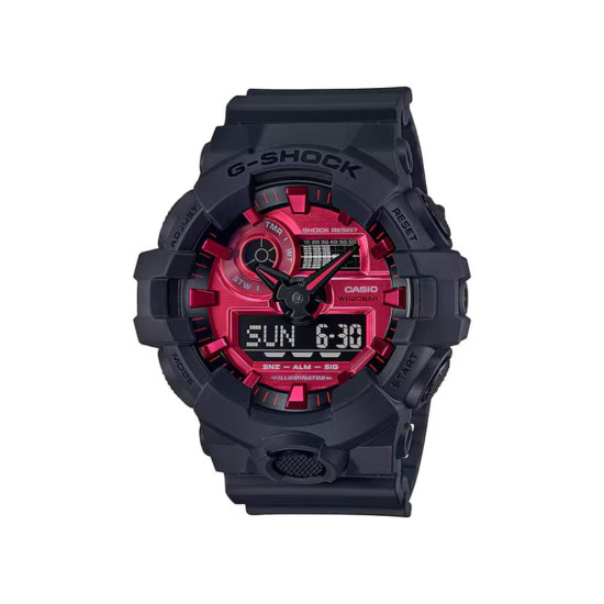 G-SHOCK GA-700AR-1A muški sat Power Tough XL Black Matte Finish Ruby Red detail 20ATM