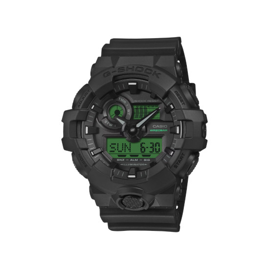 G-SHOCK GA-700BEG-1A muški sat Power Tough XL Black Matte Finish Green detail 20ATM