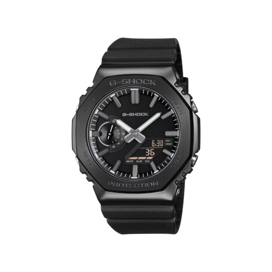 G-SHOCK GM-2100LXB-1A unisex Luxe Black Premium Octagon Metal Frame All Black Light and Strong 44mm 20ATM