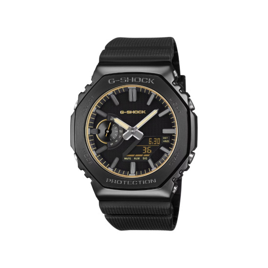 G-SHOCK GM-2100LXB-1A9 unisex Luxe Black Premium Octagon Metal Frame All Black Light and Strong Gold Detail 44mm 20ATM