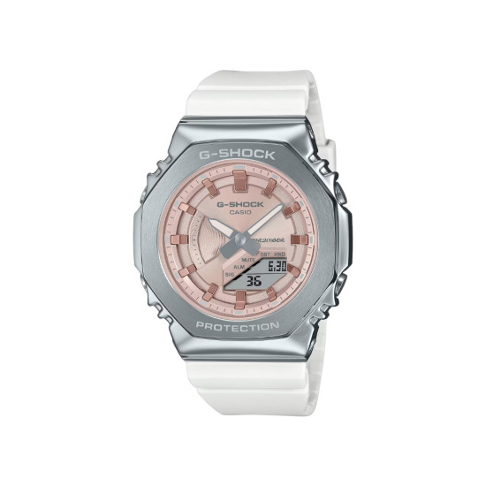 G-SHOCK GM-S2100WS-7A ženski sat Octagon Lady Metal Frame Silver Light Baby Rose White 20ATM