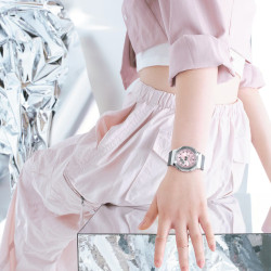 G-SHOCK GM-S2110-4A ženski sat Octagon Lady Metal Frame Silver Light Pink Gray 20ATM