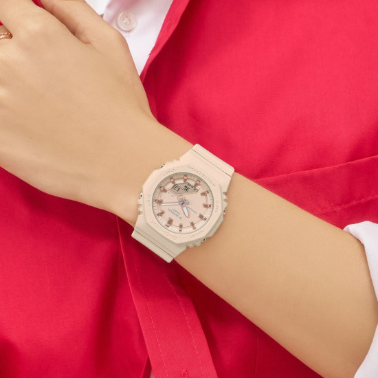 G-SHOCK GMA-P2100M-4A ženski sat Octagon Lady Analog-Digital Monochromatic Nude Beige Matte Finish Rose Gold Detail 20ATM