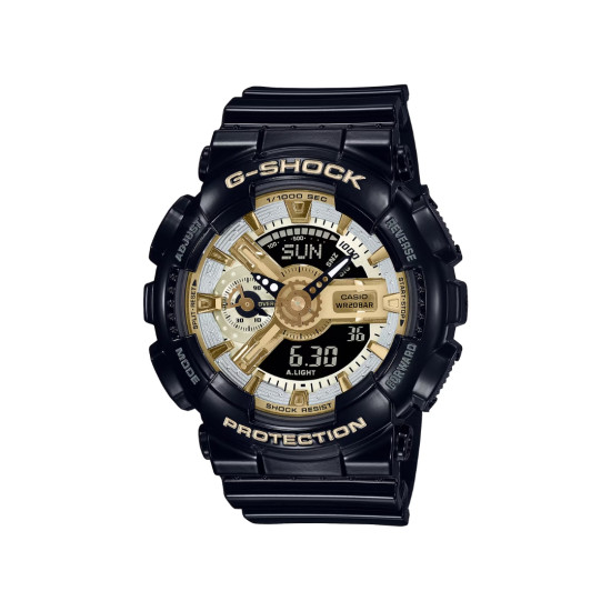 G-SHOCK GMA-S110GB-1A ženski sat Lady Mid-Size Analog-Digital Black Glossy Metallic Silver Gold Dial 20ATM Bestseller