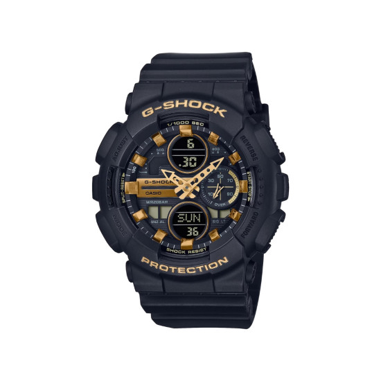 G-SHOCK GMA-S140M-1A ženski sat Lady Mid-Size Analog-Digital Black Matte Finish Metallic Gold Tone detail 20ATM