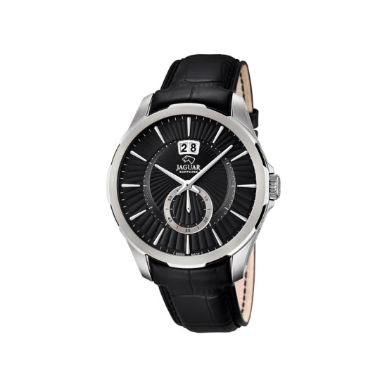 JAGUAR J682/3 muški sat Acamar Classic Elegant Black Kožni Kaiš 44mm Sapphire Glass Swiss Made