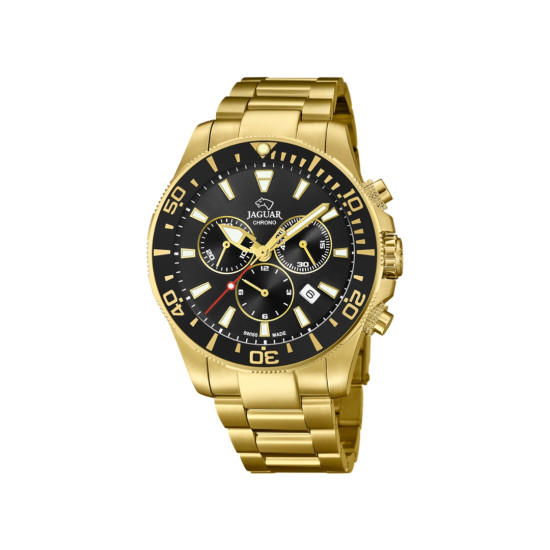 JAGUAR J864/3 muški sat Chronograph Executive Pionnier Collection Gold Tone Black Dial 43mm Sapphire 20ATM Swiss Made