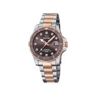 JAGUAR J871/2  ženski sat Couple Diver Two-Tone Silver Rose Gold Sapphire Crystal 34mm Zirconia Index Brown Dial 20ATM Swiss Made 