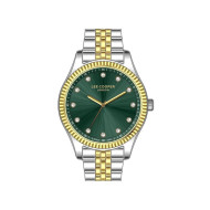 Lee Cooper London LC07310.270 ženski sat Two Tone Gold Silver Stainless Steel Emerald Green Sunray Dial 34mm