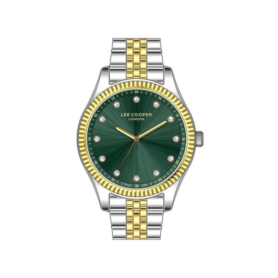 Lee Cooper London LC07310.270 ženski sat Two Tone Gold Silver Stainless Steel Emerald Green Sunray Dial 34mm