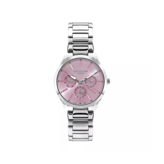 Lee Cooper London LC07643.380 ženski sat Timeless Classic Multifunkcionalni Sportsko-Elegantan Silver Tone Light Pink Sunray Dial 36mm
