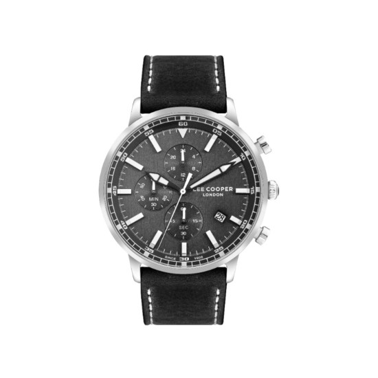 Lee Cooper London LC07943.351 muški sat Retro Chronograph Black Dial 46mm kožni kaiš