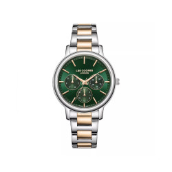 Lee Cooper London LC07946.590 ženski sat Multifunction Two Tone Silver Rose Gold Green Sunray Dial 35mm