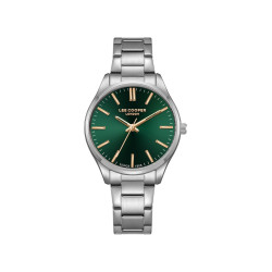 Lee Cooper London LC08011.370 ženski sat Clean Sport Style Silver Tone Forest Green Rose Gold Detail 34mm