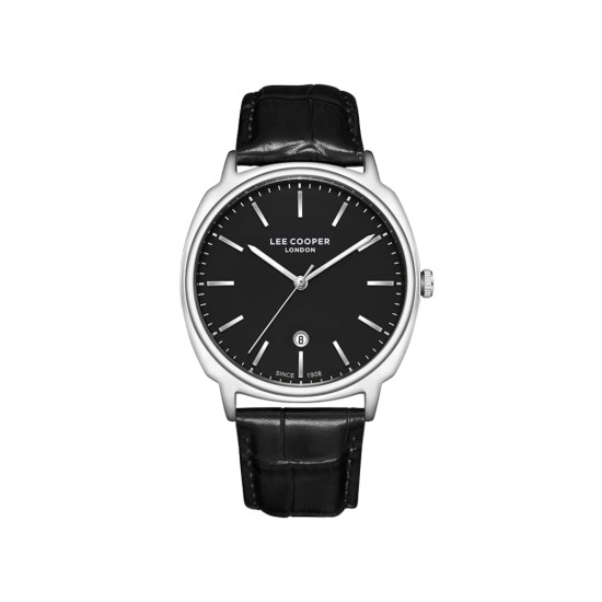 Lee Cooper London LC08248.351 muški sat Old Money Vibe Classic Black kožni kaiš Date Black Dial 41mm