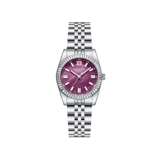 Lee Cooper London LC08303.380 ženski sat Timeless Mini Classic Silver Tone Purple Mother of Pearl Dial 30mm