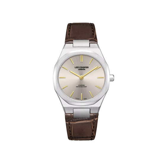 Lee Cooper London LC08337.362 ženski sat Slim Elegant Sunray Silver Dial 31mm Braon kožni kaiš - tanak i elegantan