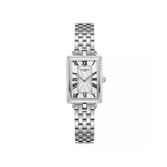 Lee Cooper London LC08366.320 ženski sat Vintage Elegance pravougaono kućište Silver Tone Roman Numerals White Dial