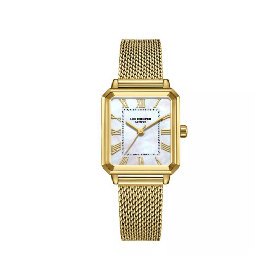 Lee Cooper London LC08376.122 ženski sat Vintage Style Gold Tone Mother of Pearl Dial pravougaoni sat 24mm • 2-in-1