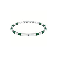 Maserati JM334AVD48 muška narukvica Iconic Emerald Green Beaded Silver Stainless Steel