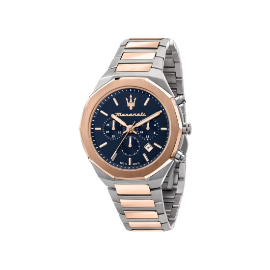 Maserati R8873642002 muški sat Stile 45mm Chronograph Two-Tone Deep Blue Dial Decagonal Bezel 10ATM