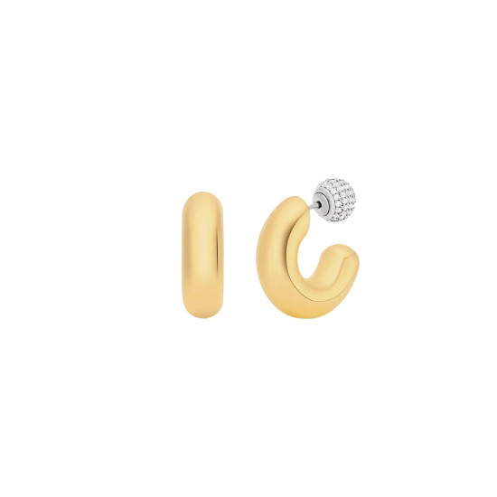 Michael Kors MKJ8510931 minđuše alke Metallic Muse Reversible Pavé Hoop 2 in 1 Desing Gold Tone 